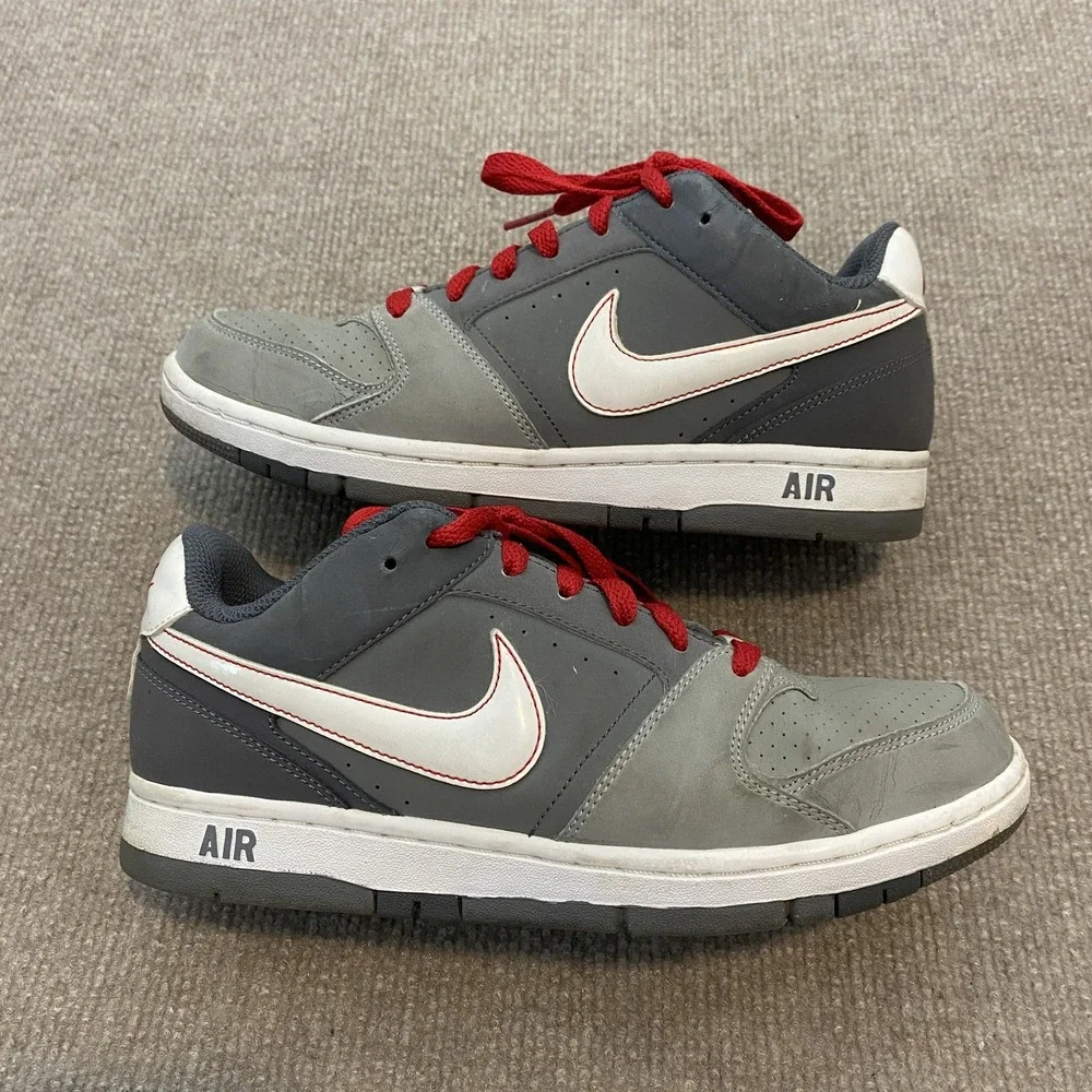 Nike Air Shoes Youth Size 7.5 Gray Red Low Top Athletic Sneakers 318972-014